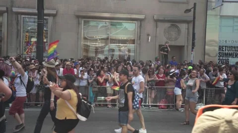 4k Pride Parade 2016 Young Dundas Street Toronto Canada Stock Footage 66640700