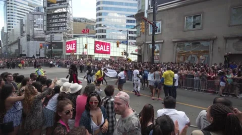 4k Pride Parade 2016 Young Dundas Street Toronto Canada Stock Footage 66640739