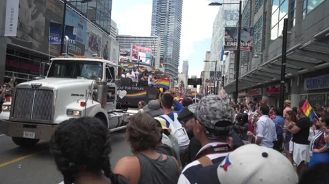 4k Pride Parade 2016 Young Dundas Street Toronto Canada Stock Footage 66640826