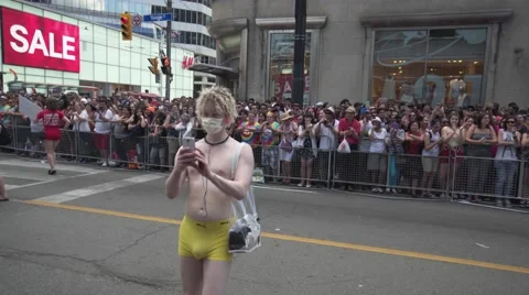 4k Pride Parade 2016 Young Dundas Street Toronto Canada Stock Footage 66640896
