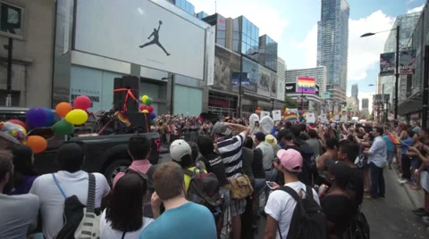4k Pride Parade 2016 Young Dundas Street Toronto Canada Stock Footage 66640951