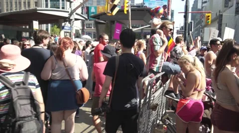 4k Pride Parade 2016 Young Dundas Street Toronto Canada Stock Footage 66640991