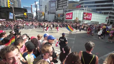 4k Pride Parade 2016 Young Dundas Street Toronto Canada Stock Footage 66641033