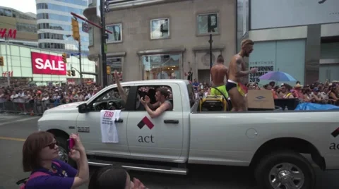 4k Pride Parade 2016 Young Dundas Street Toronto Canada Stock Footage 66641039