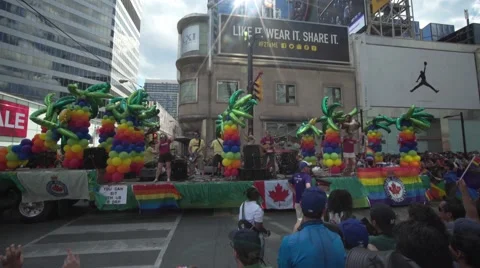 4k Pride Parade 2016 Young Dundas Street Toronto Canada Stock Footage 66641075