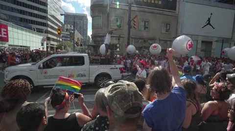 4k Pride Parade 2016 Young Dundas Street Toronto Canada Stock Footage 66641082