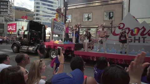 4k Pride Parade 2016 Young Dundas Street Toronto Canada Stock Footage 66641098
