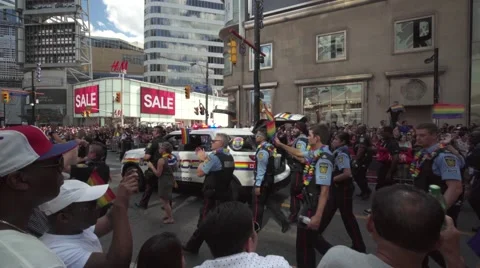 4k Pride Parade 2016 Young Dundas Street Toronto Canada Stock Footage 66641106