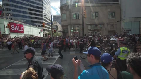 4k Pride Parade 2016 Young Dundas Street Toronto Canada Stock-Footage 66641129