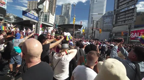 4k Pride Parade 2016 Young Dundas Street Toronto Canada Stock Footage 66641195