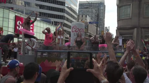 4k Pride Parade 2016 Young Dundas Street Toronto Canada Stock Footage 66641198