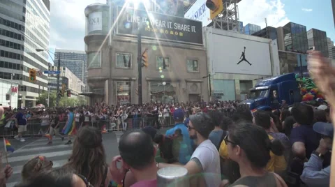 4k Pride Parade 2016 Young Dundas Street Toronto Canada Stock Footage 66641203