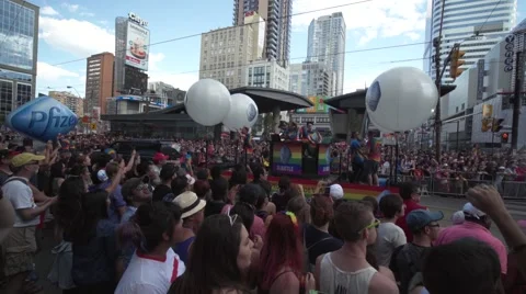 4k Pride Parade 2016 Young Dundas Street Toronto Canada Stock Footage 66641237
