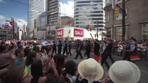 4k Pride Parade 2016 Young Dundas Street Toronto Canada Stock Footage 66641260