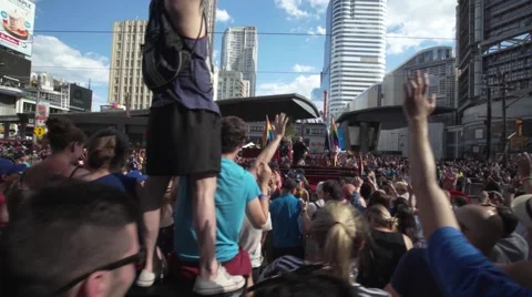 4k Pride Parade 2016 Young Dundas Street Toronto Canada Stock-Footage 66641271