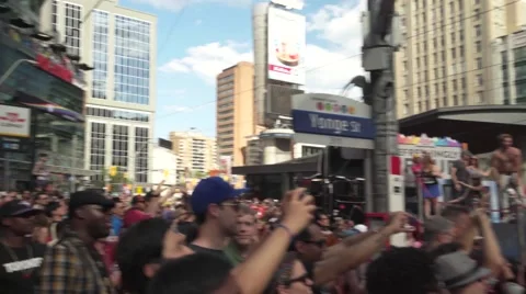 4k Pride Parade 2016 Young Dundas Street Toronto Canada Stock Footage 66641294