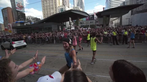 4k Pride Parade 2016 Young Dundas Street Toronto Canada Stock Footage 66641370