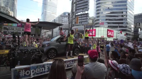 4k Pride Parade 2016 Young Dundas Street Toronto Canada Stock Footage 66641416