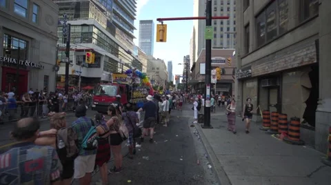 4k Pride Parade 2016 Young Dundas Street Toronto Canada Stock Footage 66641461