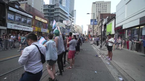 4k Pride Parade 2016 Young Dundas Street Toronto Canada Stock Footage 66641470