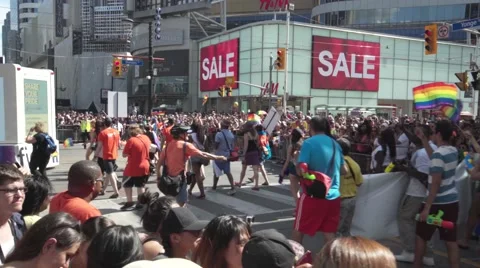 4k Pride Parade 2016 Young Dundas Street Toronto Canada Stock Footage 66641856