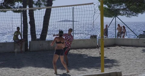 4K Primosten Beach volleyball Stock-Footage 45784530