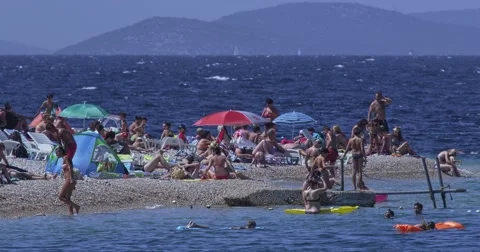 4K Primosten pebble beach Stock Footage 45781389