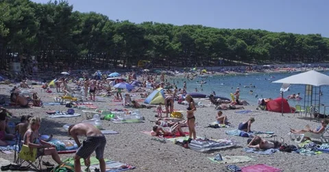 4K Primosten pebble beach Stock Footage 45782480