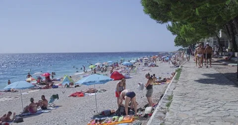 4K Primosten pebble beach Stock Footage 45785494