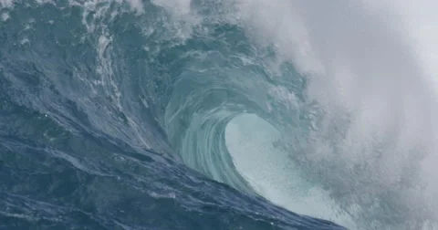4K: Pristine Empty Barreling Wave Shot from boat Stock Footage