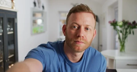 4K Professional man making video call at home, seen from webcam's pov Stock Footage 108118823