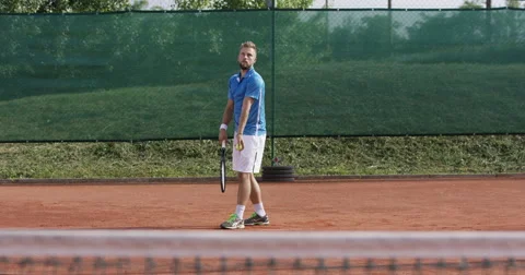 4K Professional Tennis Player Wins The Game Stock Footage