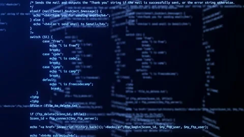 4k Programming code running over computer screen terminal, hacking Animation. Vídeo Stock 151427582