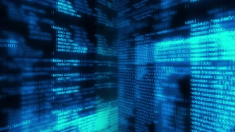 4k Programming code running over computer screen terminal, hacking loop Stock Footage 183423232