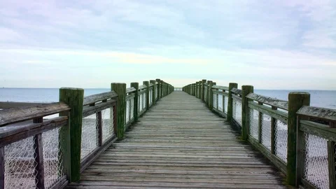 4K Prores 4444 - Silver Sands State Park Pier Video stock 81839650