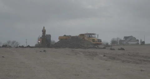 4K ProRes 59.94 fps Log Excavator, Construction Site, Dirt Work, Log Footage Stock Footage 151554547