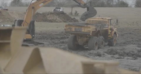 4K ProRes 59.94 fps Log Excavator, Construction Site, Dirt Work, Log Footage Stock Footage 151556717