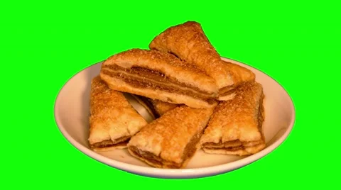 4k puff biscuits with chocolate on saucer Stock Footage 50775071