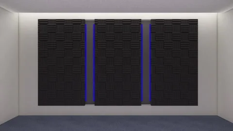 4K Pulsing Blue LED Light Studio Background Acoustic Foam Seamless Loop Stock Footage 341503367