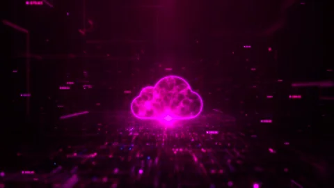 4K Purple Pink Floating Digits Digital Technology Network Cloud Computing Icon 스톡 동영상 204052984