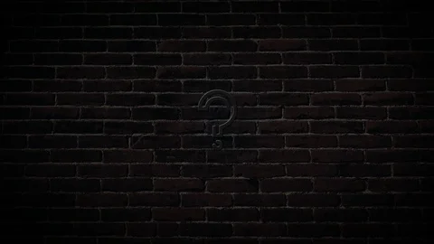 4K Question mark neon sign light on brick wall background. Glowing large Stock Footage 120164163