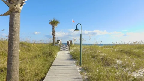 4K Quiet Secluded Beach Access Stock Footage 107999346