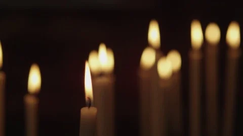 4K: Rack Focus Between Candles/Spiritual Stock Footage