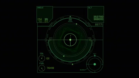 4k Radar GPS signal tech screen display,science sci-fi data computer navigation 库存影片 98085336
