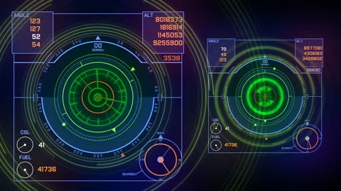 4k Radar GPS signal tech screen display,science sci-fi data computer navigation Vídeos de archivo 99482009
