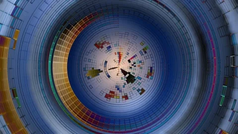 4K Radial Geometric Glitch Pattern | Seamless Multicolor Circle Loop Stock Footage 290026734