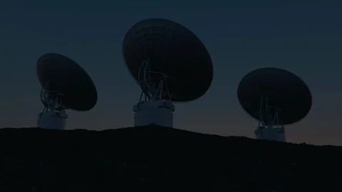 4K Radio Telescopes in Sync. (Elements furnished by NASA.) Stock Footage 99595129