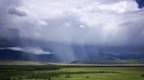 4K Rain storm over the mountains time lapse Stock Footage 32207682