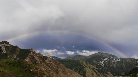 4k Rainbow shot in the Mountains Stock Footage 202106994