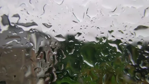 4k Raindrops Fall on the Window Glass. High Quality Footage of Rain. Stock Footage 204919449